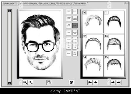 Gesichtskomposita-Software zur Gesichtsrekonstruktion Stockfoto