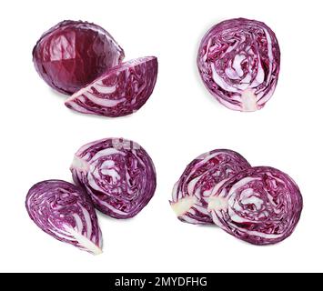 Satz reifer Rotkohl, isoliert auf Weiß Stockfoto