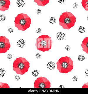 Nahtloses abstraktes Mohnmuster in Aquarellfarben. Vektorblütenhintergrund. Stock Vektor