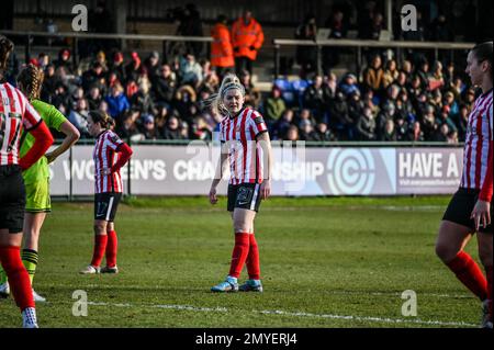 Sunderland AFC Women Forward Tyler Dodds im FA Cup gegen Manchester United. Stockfoto