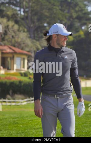 Pebble Beach, Kalifornien, USA. 4. Februar 2023. Gareth Bale bei der 12. auf Pebble Beach Links während der dritten Runde des AT&T Pro-am 2023, PGA Tour Golfturnier Guthaben: Motofoto/Alamy Live News Stockfoto