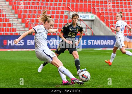 Sarah Wijnants (11) von Anderlecht, dargestellt während eines Fußballspiels zwischen Standard Femina de Lüttich und RSC Anderlecht am 19. Spieltag der Saison 2022 - 2023 der belgischen Lotto Womens Super League am Sonntag, den 4. Februar 2023 in Lüttich , BELGIEN . FOTO SPORTPIX | Stijn Audooren Stockfoto