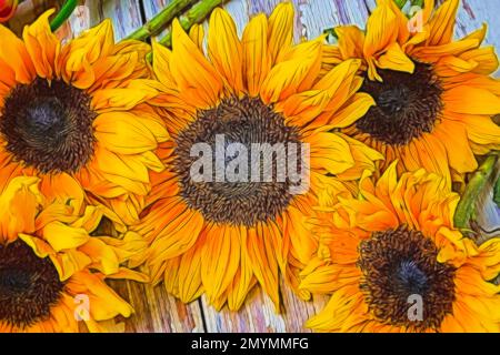 Volkskunst Sonnenblumen Stockfoto