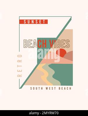 Retro Sunset Beach Vibes Modern Collage typografisches Poster-Design für T-Shirt-Motiv Stock Vektor