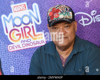 4. Februar 2023, Burbank, Kalifornien, USA: Laurence Fishburne nimmt an der Premiere der TV-Serie „Marvel's Moon Girl and Devil Dinosaur“ Teil. (Kreditbild: © Billy Bennight/ZUMA Press Wire) NUR REDAKTIONELLE VERWENDUNG! Nicht für den kommerziellen GEBRAUCH! Stockfoto