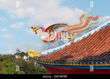 Viharn Sien, Tempel, Wahrzeichen für Touristen in Bangkok, Thailand. Beliebtestes Reiseziel. Traditionelle thailändische Tempel und Architektur Stockfoto