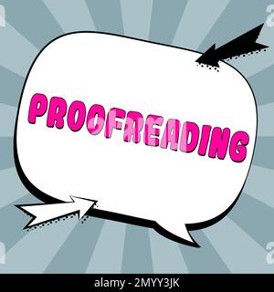 Schreiben Text anzeigen Proofreading. Geschäftsidee: Lesen und Markieren von Rechtschreibfehlern, Grammatik- und Syntaxfehlern Stockfoto