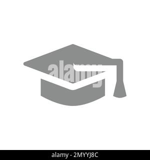 Symbol für Graduierungskappe oder Hutvektor. Akademische Leistung, Bildung gefüllt Symbol. Stock Vektor