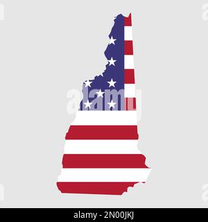 Karte von New Hampshire, vereinigte Staaten von amerika. Symbolvektordarstellung für flache Konzepte. Stock Vektor