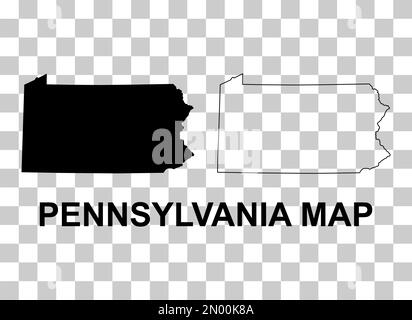 Kartensatz von Pennsylvania, vereinigte Staaten von amerika. Vektordarstellung des Symbols für flache Konzepte. Stock Vektor