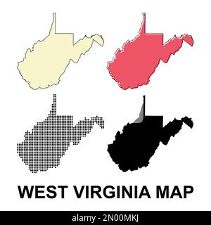 Set von West Virginia Kartenform, vereinigte Staaten von amerika. Flache Konzept Symbol Symbol Vektor Illustration . Stock Vektor