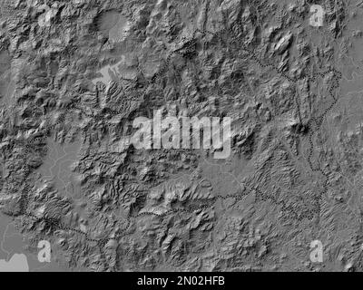 Matagalpa, Departement Nicaragua. Bilevel-Höhenkarte mit Seen und Flüssen Stockfoto