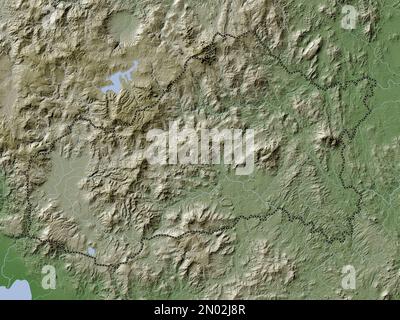 Matagalpa, Departement Nicaragua. Höhenkarte im Wiki-Stil mit Seen und Flüssen Stockfoto