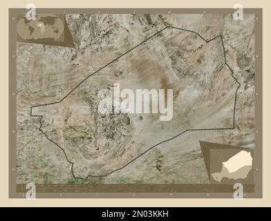Agadez, Departement Niger. Hochauflösende Satellitenkarte. Eckkarten für zusätzliche Standorte Stockfoto