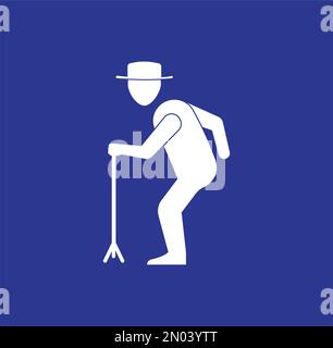 vektorsymbol für Behinderte, ältere Menschen und Verletzte unter Verwendung von orthopädischem Zubehör und Rollstühlen. Stock Vektor