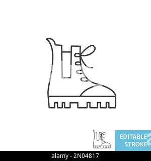 Symbol für Wanderstiefel. Dünne Linienform Logo-Schild Stock Vektor