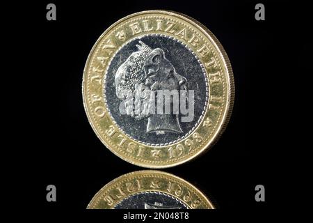 1998 Isle of man £2-Münze zum Gedenken an die jährliche Autorennen der Inseln Stockfoto