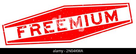 Grunge rotes Freemium-Wort, sechseckige Gummidichtung, Stempel auf weißem Hintergrund Stock Vektor