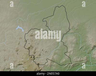 Bauchi, Staat Nigeria. Höhenkarte im Wiki-Stil mit Seen und Flüssen Stockfoto