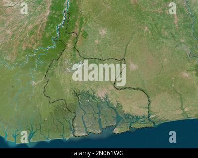 Flüsse, Staat Nigeria. Hochauflösende Satellitenkarte. Standorte und