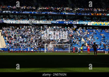 Fans beim Spiel La Liga zwischen RCD Espanyol und CA Osasuna im RCDE-Stadion in Barcelona, Spanien. (Foto: David Ramirez Dax Images) Stockfoto