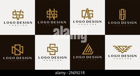 Logo-Kollektion für Linienzeichen. Minimalistisches Design für das ursprüngliche Logo. Stock Vektor
