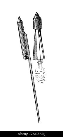 Antike Gravur aus dem 19. Jahrhundert, die Artilleriewaffen und -Werkzeuge darstellt (XVI-XIX. Jahrhundert): Kanone, 10-Pfünder-Haubitze, Limber, Steißlage, Kanister. ICH Stockfoto