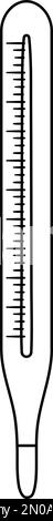 Symbolumriss für Vektor-Flachthermometer. Medizinische Geräte-Linienkunst Bild isoliert auf weißem Hintergrund. Gesundheits-, Forschungs- und Laborkonzept. Er Stock Vektor