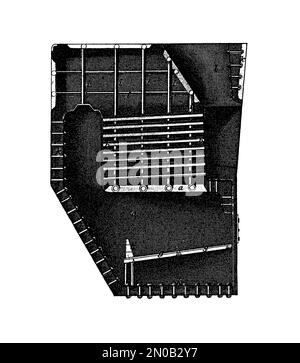 Antike Illustration von Dampfgeneratoren aus dem 19. Jahrhundert. Gravur veröffentlicht in Systematischer Bilder Atlas - Kriegwesen und Seewesen, Ikonographische E Stockfoto
