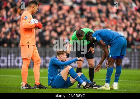 Rotterdam - Jarrad Branthwaite von PSV Eindhoven während des Spiels zwischen Feyenoord und PSV Eindhoven im Stadion Feijenoord De Kuip am 5. Februar 2023 in Rotterdam, Niederlande. (Box zu Box Pictures/Tom Bode) Stockfoto