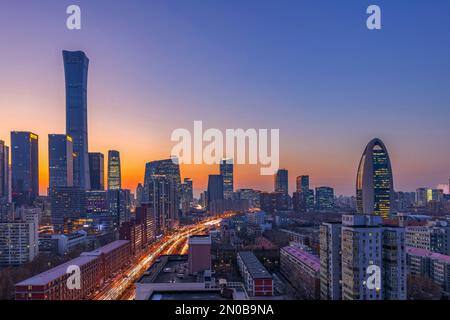 Peking guomao CBD zentraler Geschäftsbezirk (CBD) bei Nacht Stockfoto