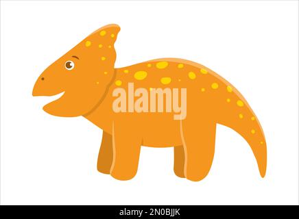 Vektor niedliche Dinosaurier-Ikone isoliert auf weißem Hintergrund. Lustige flache Dino-Figur. Süße prähistorische Reptilien-Illustration Stock Vektor