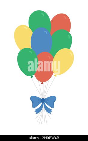 Vektor-hübsche Ballons mit Schleife. Lustiges Geburtstagsgeschenk für Karte, Poster, Print-Design. Helles Urlaubsbild für Kinder. Fröhliche Berühmtheit Stock Vektor