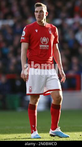 Nottingham, Großbritannien. 4. Februar 2023. Chris Wood aus Nottingham Forest während des Premier League-Spiels auf dem City Ground, Nottingham. Der Bildausdruck sollte lauten: Darren Staples/Sportimage Credit: Sportimage/Alamy Live News Stockfoto