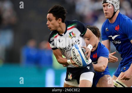 Rom, Italia. 05. Februar 2023. Ange Capuozzo von Italien während des sechs-Nationen-Rugbyspiels zwischen Italien und Frankreich im Stadio Olimpico in Rom am 5. Februar 2023. Foto: Antonietta Baldassarre/Insidefoto Credit: Insidefoto di andrea staccioli/Alamy Live News Stockfoto