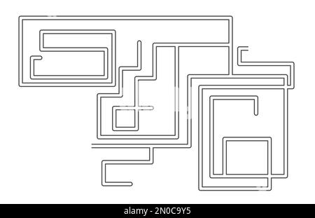 Vektorlabyrinth-Vorlage. Leeres schwarzes und weißes Labyrinth auf weißem Hintergrund isoliert. Ausdruckbare pädagogische Aktivität im Vorschulalter oder Spielbeispiel. Stock Vektor