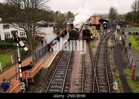Buckfastleigh-Bahnhof der South Devon Railway während der Winterdampfgala am Neujahrstag 2023. Stockfoto