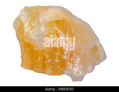 Nahaufnahme eines isolierten Orangenkalzitsteins Stockfoto