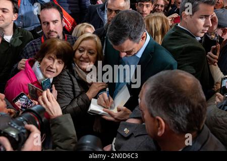 Pedro Sanchez Perez-Castejon. Präsident der spanischen Regierung. Pedro Sánchez in einem Akt der spanischen Sozialistischen Arbeitergruppe (PSOE). MADRID Stockfoto