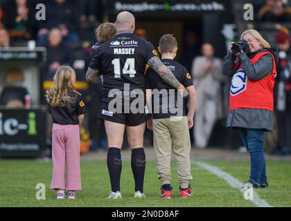 Castleford, Großbritannien. 05. Februar 2023. Nathan Massey von Castleford Tigers Nathan Massey Testimonial, Castleford Tigers gegen Huddersfield Giants im MEND-A-Hose Jungle, Castleford West Yorkshire, Großbritannien, am 5. Februar 2023 Fotokredit Craig Cresswell Fotografie Credit: Craig Cresswell/Alamy Live News Kredit: Craig Cresswell Cresswell Live News/Alamy Live News Stockfoto