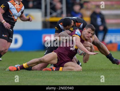 Castleford, Großbritannien. 05. Februar 2023. Nathan Massey Testimonial, Castleford Tigers gegen Huddersfield Giants im MEND-A-Hose Jungle, Castleford West Yorkshire, Großbritannien, am 5. Februar 2023 Fotokredit Craig Cresswell Photography Credit: Craig Cresswell/Alamy Live News Credit: Craig Cresswell/Alamy Live News Stockfoto