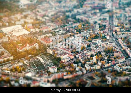 Stadt Luftaufnahme vom Flugzeug Stockfoto