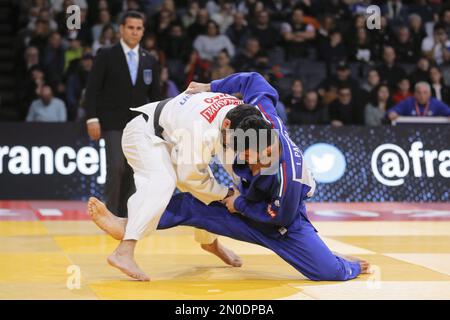 Lorenzo Parodi (ITA) verlor gegen Tato Grigalashvili (GEO) während des International Judo Paris Grand Slam 2023 (IJF) am 5. Februar 2023 in der Accor Arena in Paris, Frankreich - Foto: Stephane Allaman/DPPI/LiveMedia Stockfoto