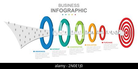 Infografik für Geschäftsvorlage. Modernes Vertriebstrichter-Diagramm, Präsentationsvektor-Infografik. Stock Vektor