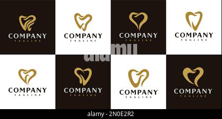 Einfache Dental Tooth Logo-Design-Vorlage. Minimalistische Dental-Logo-Kollektion. Stock Vektor
