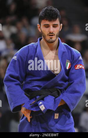 Lorenzo Parodi (ITA) verlor gegen Tato Grigalashvili (GEO) während des International Judo Paris Grand Slam 2023 (IJF) am 5. Februar 2023 in der Accor Arena in Paris, Frankreich - Foto: Stephane Allaman/DPPI/LiveMedia Stockfoto