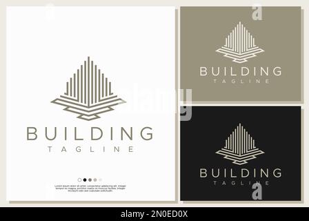 Markendesign des Linienlogos. Logovorlage für modernes Gebäude. Stock Vektor