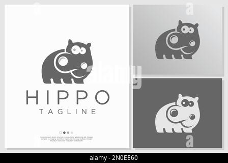 Logo des Nilpferds. Grafik mit Hippo-Maskottchen-Logo. Stock Vektor