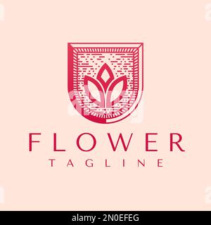 Dekorative Vorlage für Blumenlogo. Lotus-Logo-Vektor mit künstlerischer Linie. Stock Vektor