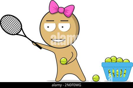 Ein Mädchen mit einem Tennisschläger in der Hand spielt Tennis Stock Vektor